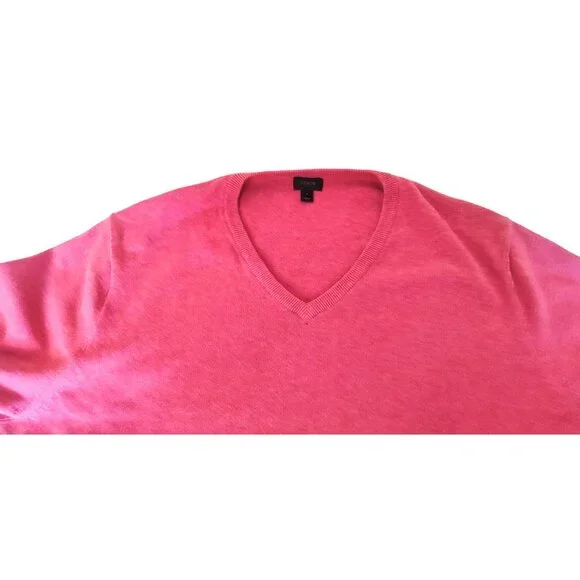 J.Crew Women's Pink V-Neck Pullover Sweater Large Soft Knit Cotton Long Sleeve - Picture 4 of 10